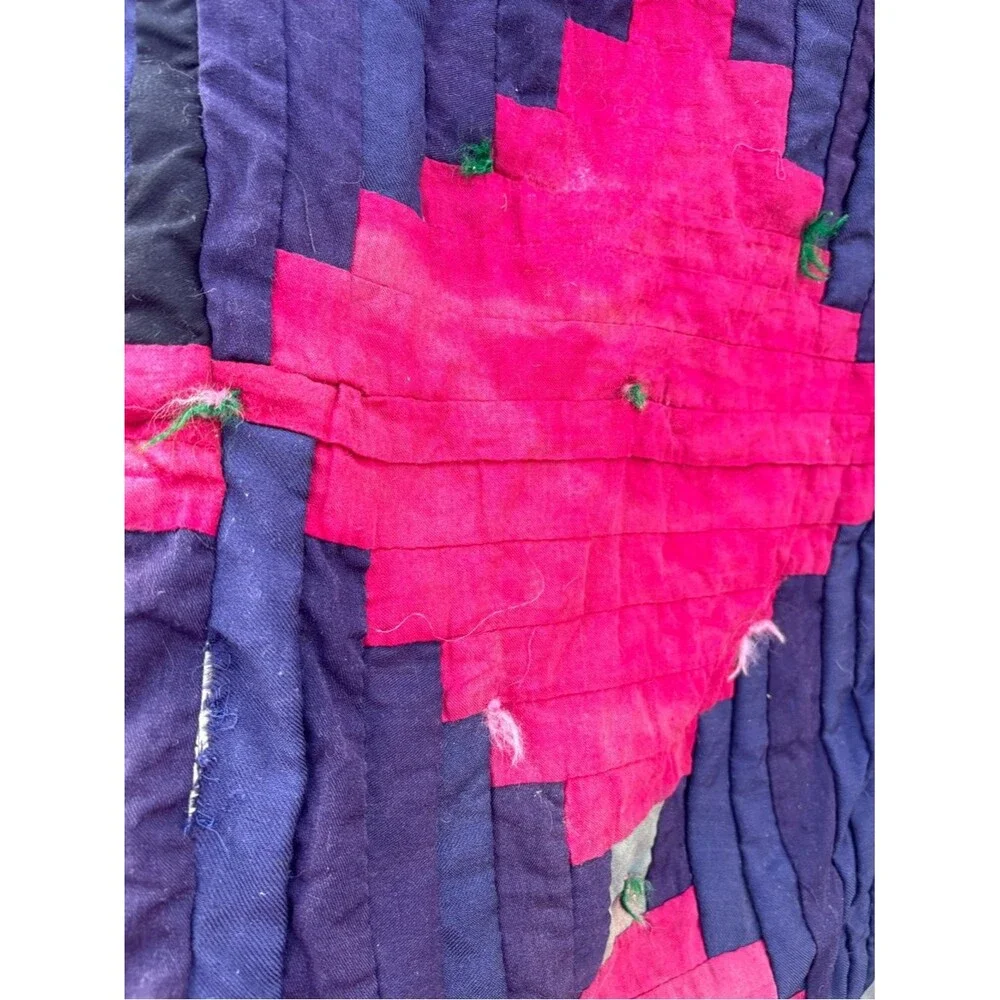 Handmade Patchwork Quilt - Deep Red, Navy
